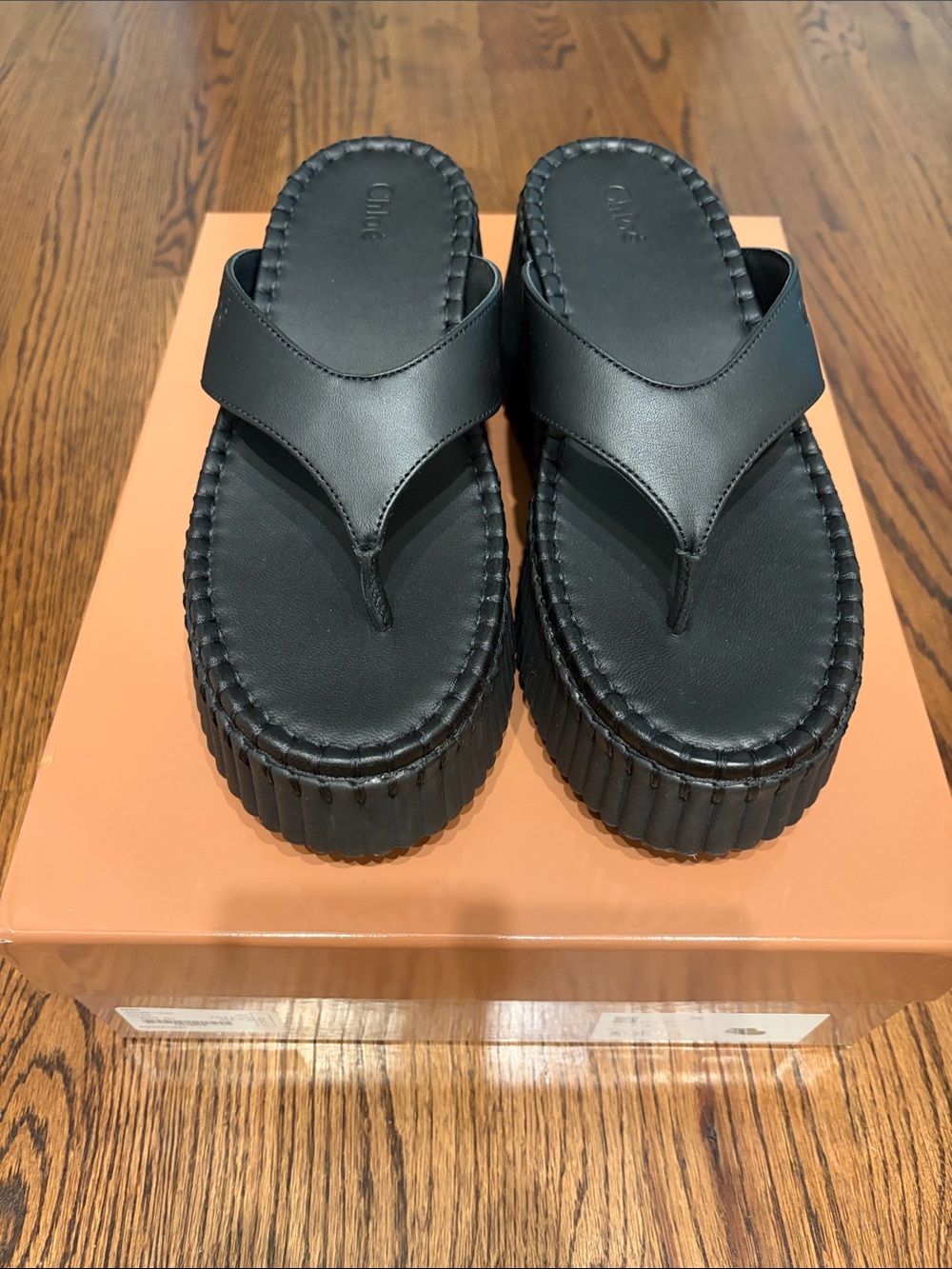 Chloe Black Platform Thong Sandals Nama brand new $775 authentic